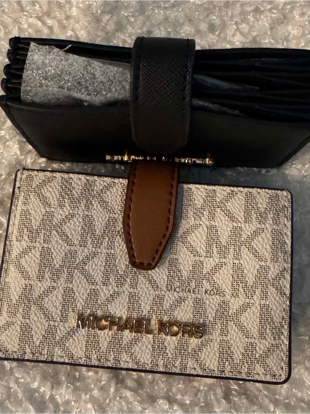 Michael Kors Beige & Brown Signature Compact Wallet